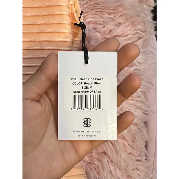 Revel Rey Dean Deep‎ V One Piece Swimsuit Size Medium Peach Swim Resort Vacation - Image 5