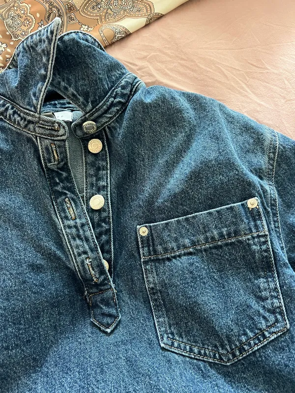 Topshop Mini Denim Shirtdress - Image 4