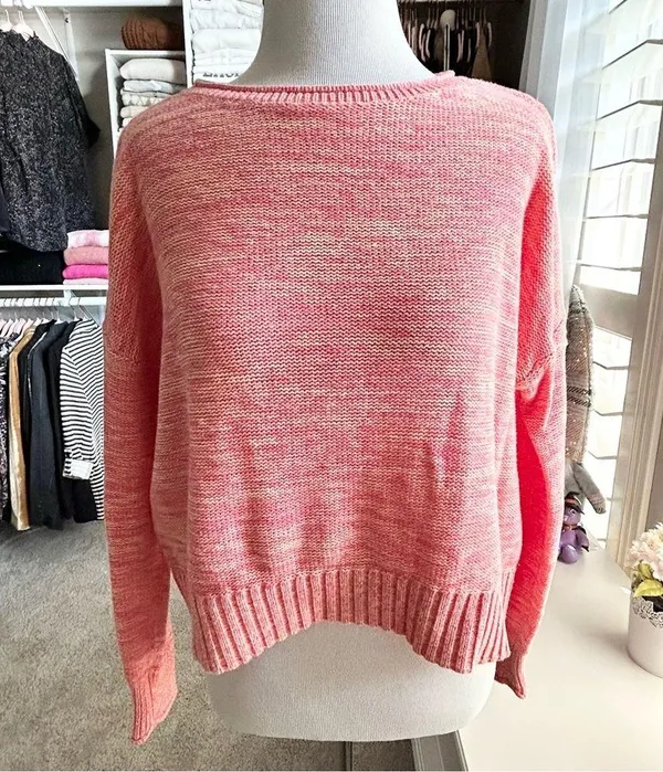 LOFT Pink Crew Neck Hi Lo Sweater Small NWT - Image 2