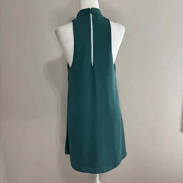 The Impeccable Pig Dress Green Halter Keyhole Mini Flowy Shift Wedding Party M - Image 3
