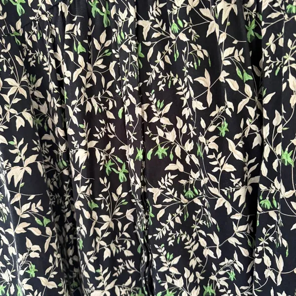 Tuckernuck Floral Tiered‎ Dress Button Front Green Black Floral Cotton Sz Medium - Image 4