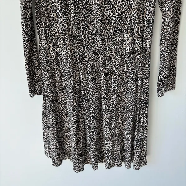 Old Navy Long Sleeve Mini Dress Cheetah Print Flowy Jersey Knit Flouncy Brown - Image 3