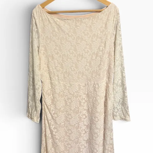 SHEIN 1XL Ivory Lace Long Sleeve Maxi Dress Romantic Boho - Image 3