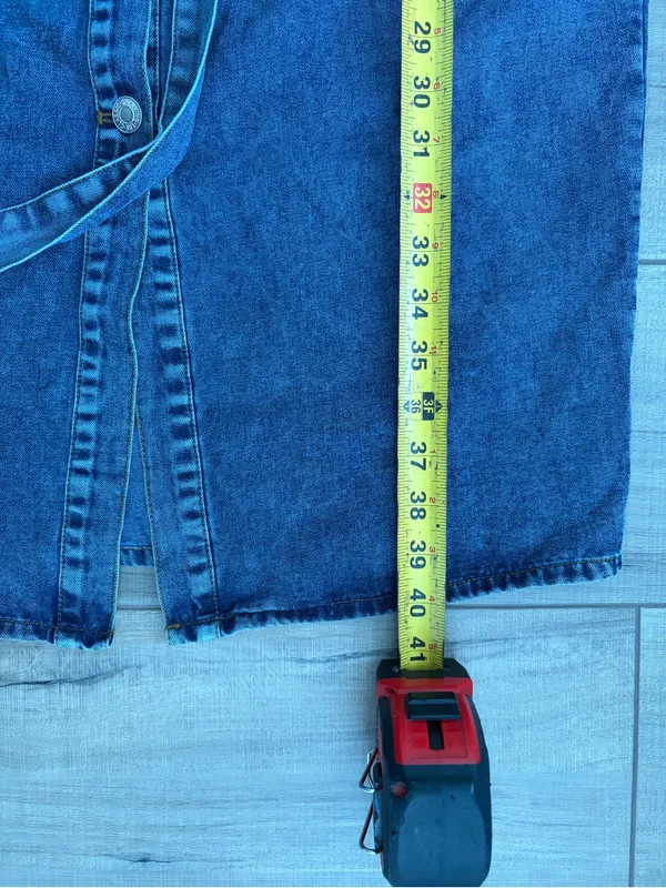 Like Love Blue Denim Button Down Tie Waist Sleeveless Cotton Knee Length Dress S - Image 7