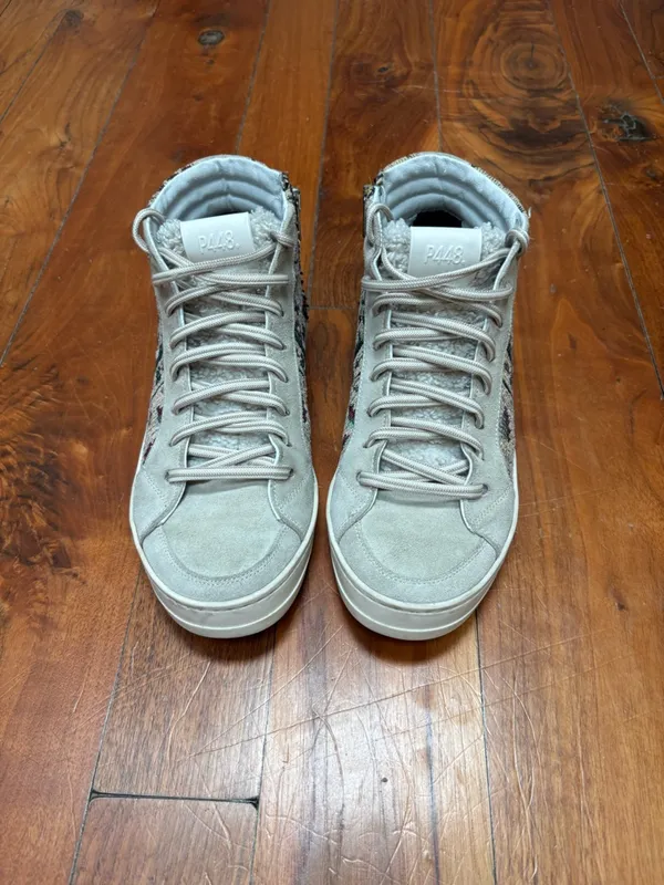 P448 Lila High Top Tapestry / Embroidered Sneakers 38 - Image 4