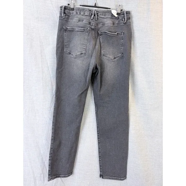 Good American Gray Straight Leg‎ Jeans Washed Black Denim Size 14/32 - Image 2
