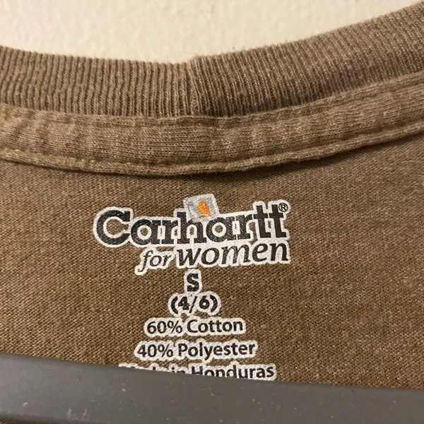 Carhartt For Women Tan‎ Long Sleeve V-Neck T-Shirt Classic Car Size Small - Image 4