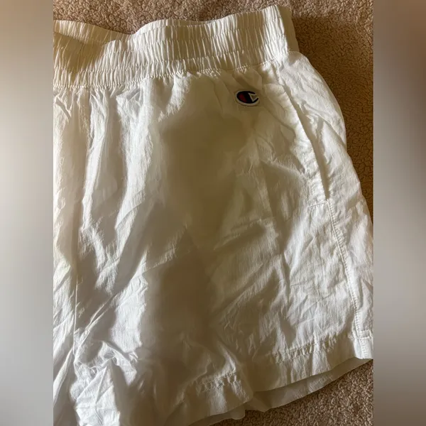 Champion White Women's Athletic Shorts with Small Logo - Image 2