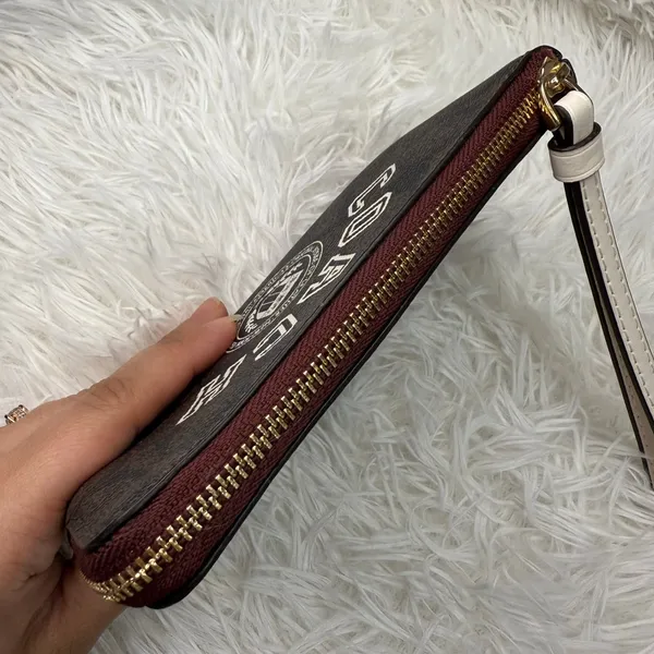 COACH Brown Coated Canvas Wristlet - Image 4