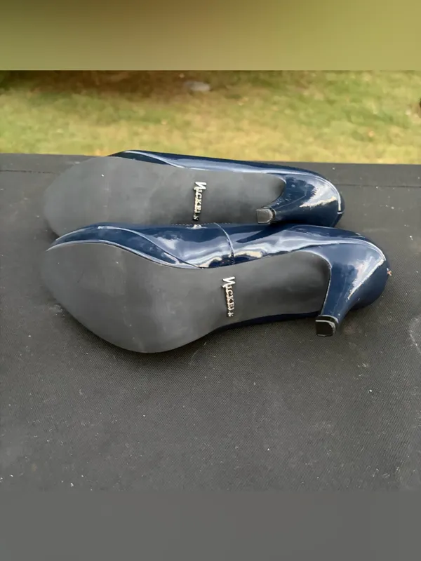 Nickels Navy Blue Patent Leather "Denny" Platform Pump Heels Size 7.5M - Image 8