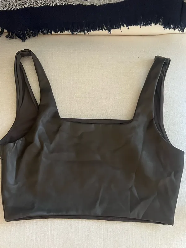 Aritzia Babaton Brown VEGAN Leather Crop Top - Image 6