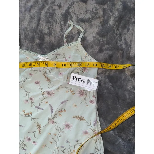 Thirty Thirty L.A. Floral Mesh Midi Slip Dress M Sage Green Coquette Soft Grunge - Image 6