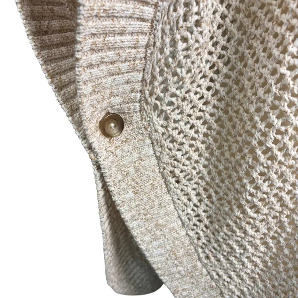 TALBOTS NWOT Open Stitch Poncho‎ in Rattan, Large, Bohemian Neutral Knit - Image 6