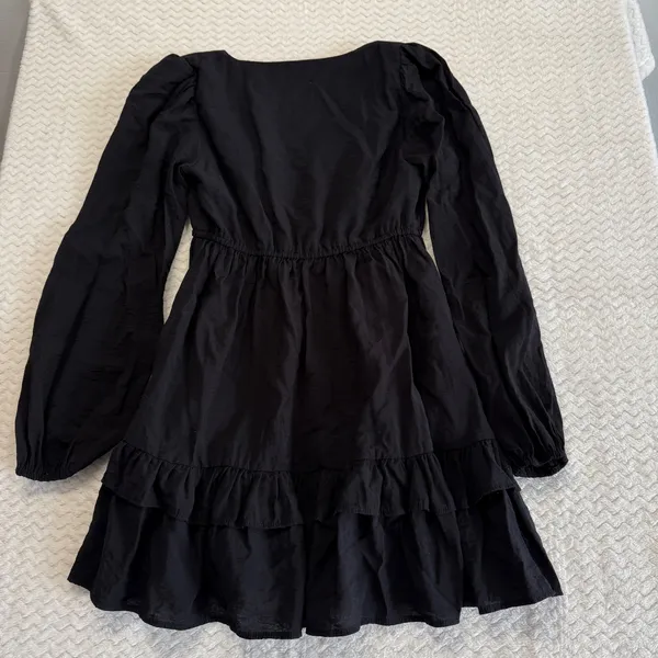 Abercrombie & Fitch Black Long Sleeve Tiered Ruffle Mini Dress XSP Petite - Image 2