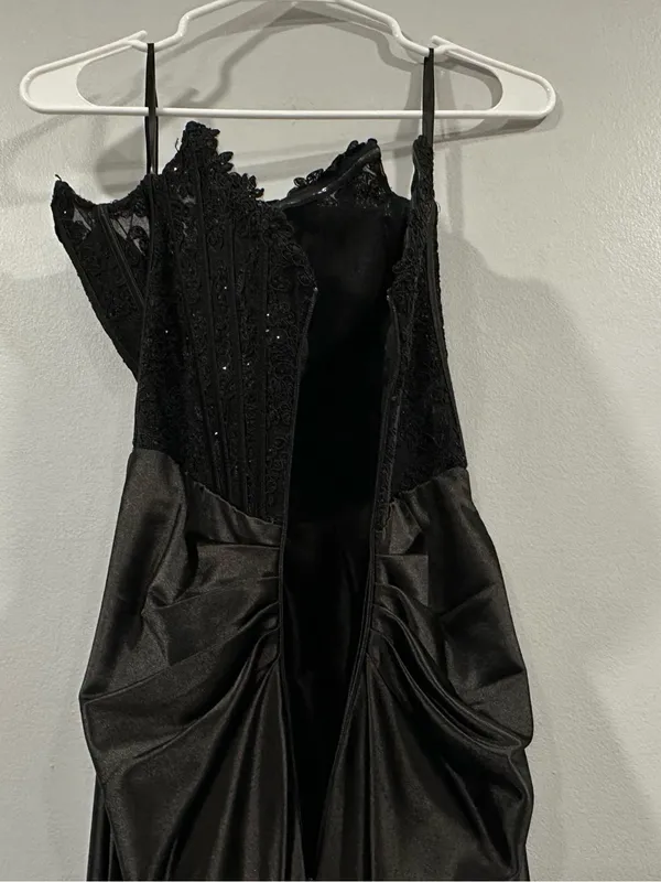 Sherri Hill 55419 Black Corset Beaded Bodice and Satin Gown Sz 2 Prom - Image 9