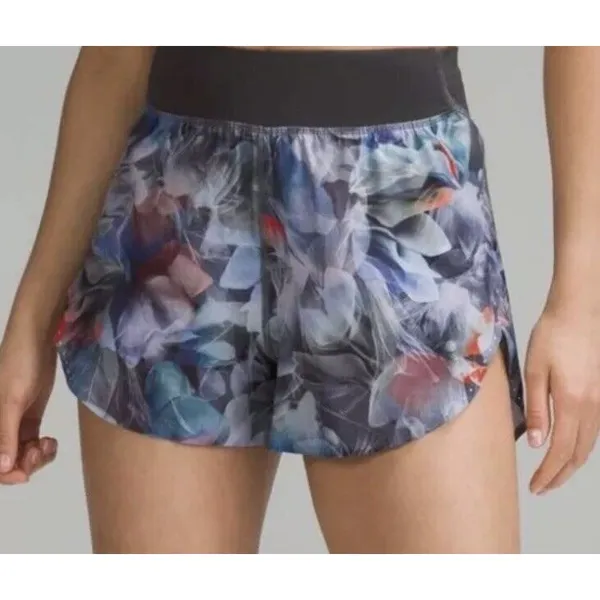 Lululemon Fast Free Short 3" Sz 4 Reflective Classic Fit Floral Multi Print Grey - Image 7