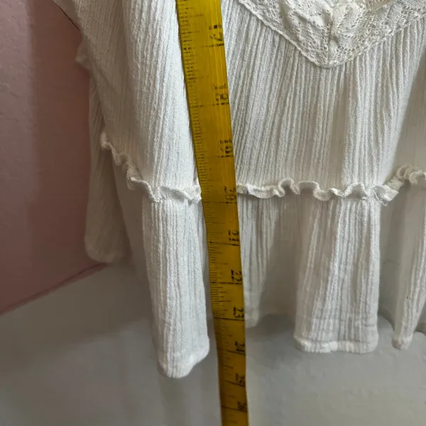 White Embroidered Lace Trim Tank Top Boho Cottagecore Festival‎ Bohemian XS - Image 5