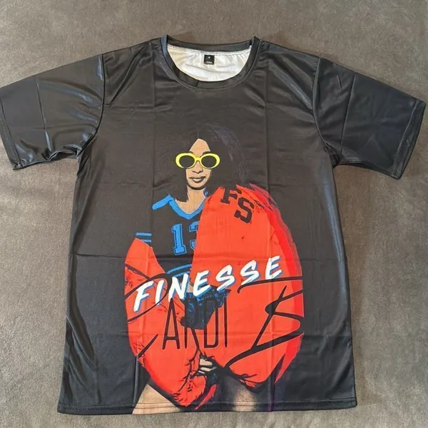 Unisex Women’s Men’s Cardi-B Finesse Black Short Sleeve T-Shirt Size M NEW - Image 5