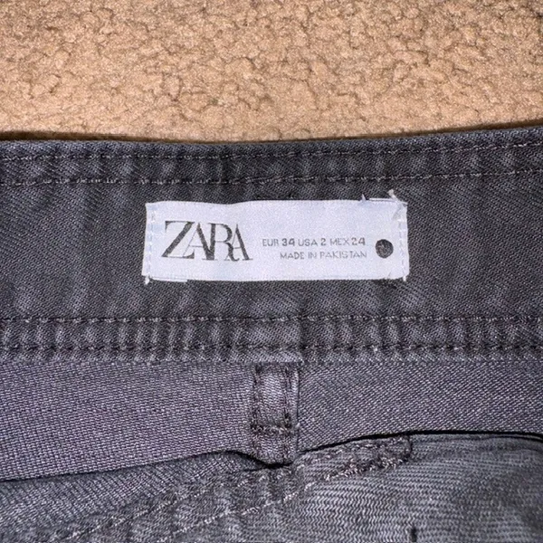 Zara Marine (Sailor) Straight Wide Leg High Waisted Raw Hem Jeans Washed Black 2 - Image 9