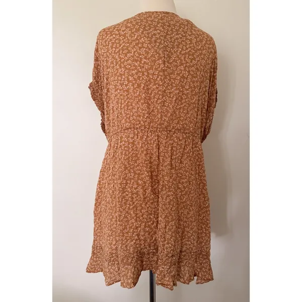 Free People One Fine Day Floral Print Mini Dress Milk Chocolate Combo Sz XS - Image 3