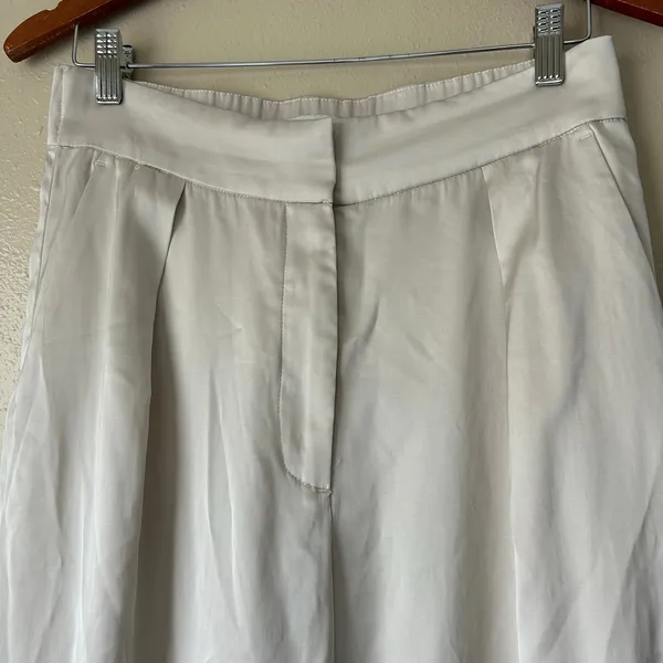 Abercrombie and Fitch Cream Silky High Rise Wide Leg Pants Size 10 - Image 6