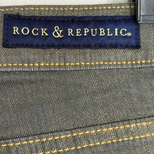 Rock & Republic Grey Gold Metallic Shimmer Skinny Jeans Womens‎ Size 8 - Image 12
