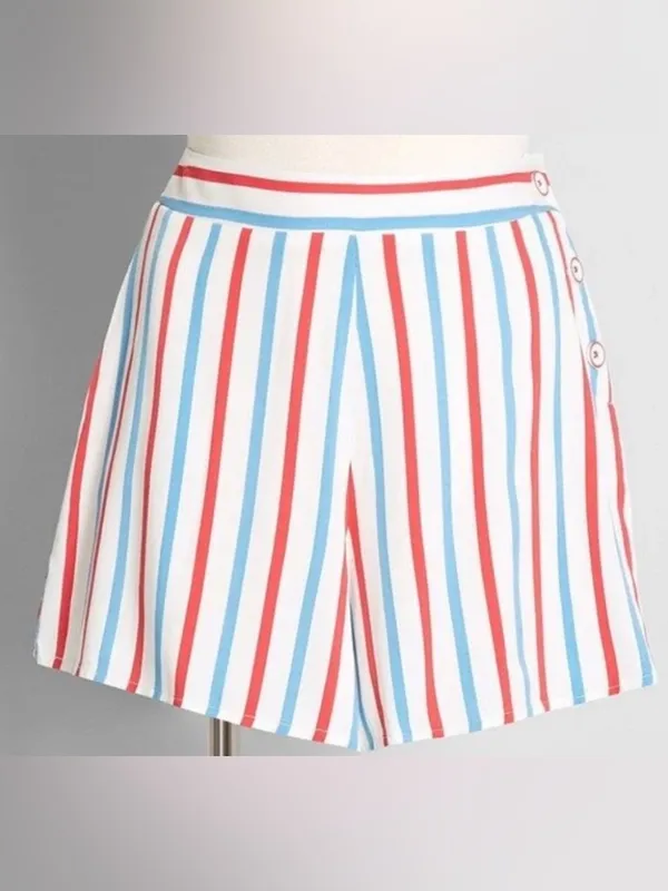 Mattel Red, Light Blue & White Striped shorts. - Image 2