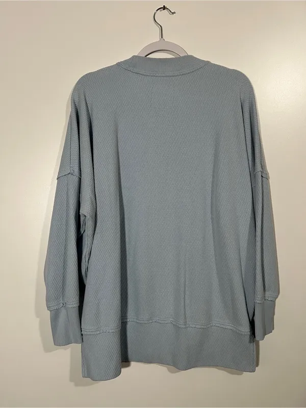 Aerie The Happiest Textured Baggy Crewneck Sweatshirt in Baby Blue Size Medium - Image 5