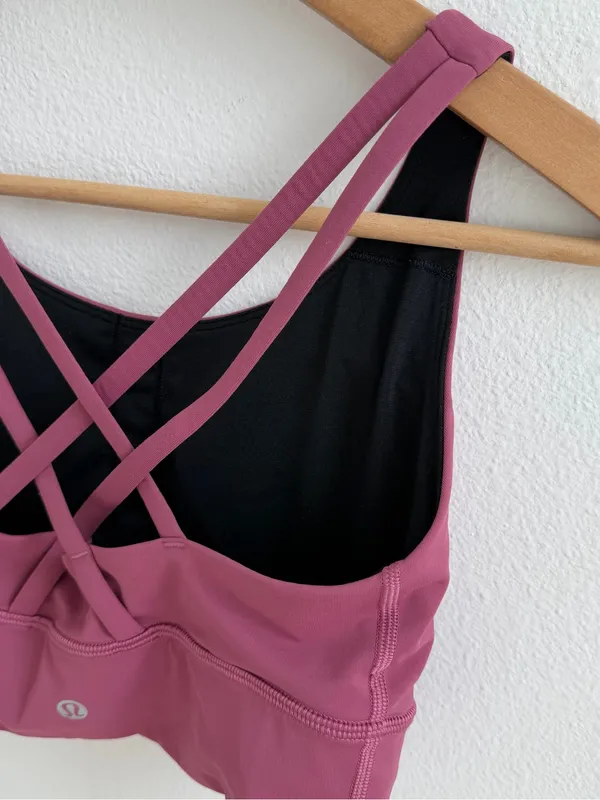 Lululemon Energy Bra Longline Pink Mauve Size 6 Strappy Crossback Sports Bra - Image 8