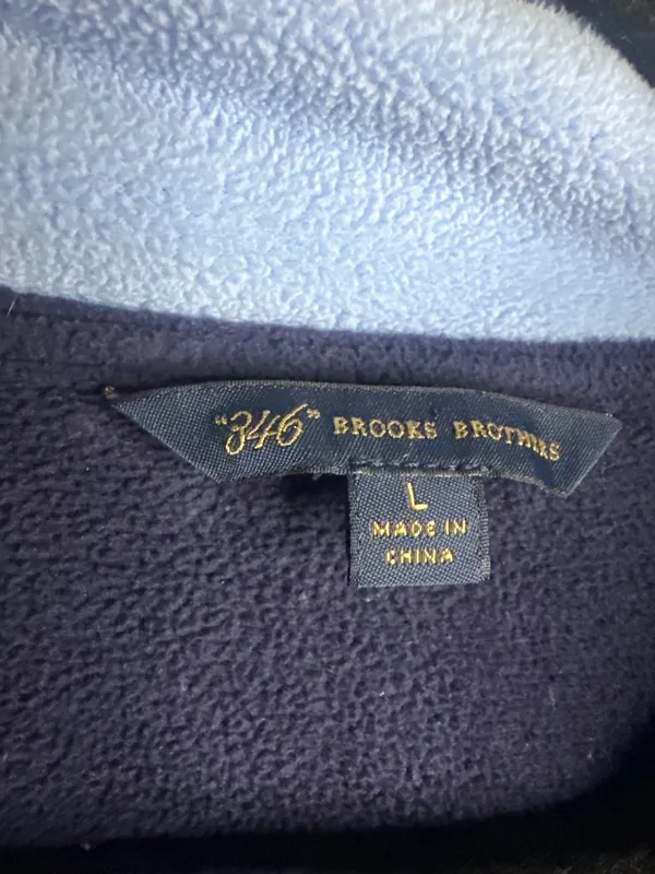 Brooks Brothers 346 Women's L Fleece Quarter Zip Pullover Navy Blue Colorblock - Image 3