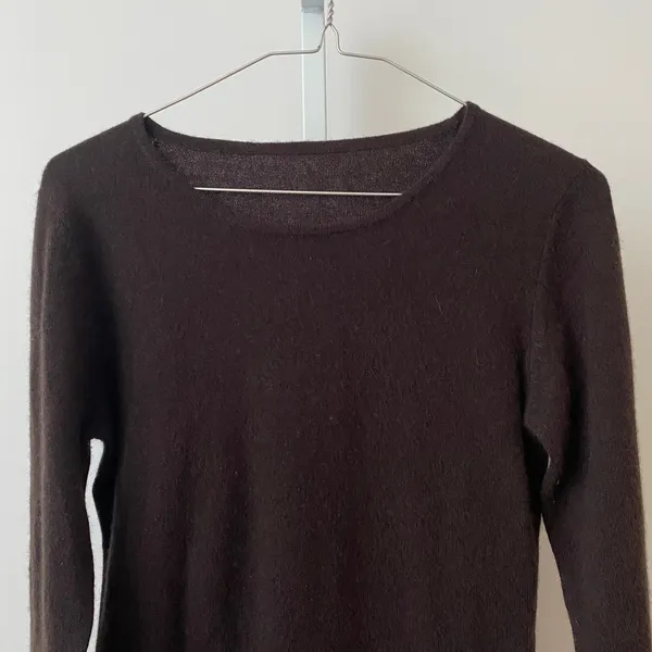 Preppy Small Brown Cashmere‎ Long Sleeve Crew Neck Sweater Pullover Knit - Image 2