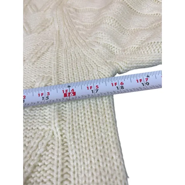Ivory Knit Sweater Women’s Small Cream Aran Style Old Money Preppy - Image 9