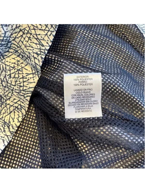 Hannah Windbreaker Jacket Size L Blue White Geometric Print Mesh Lined Packable - Image 6