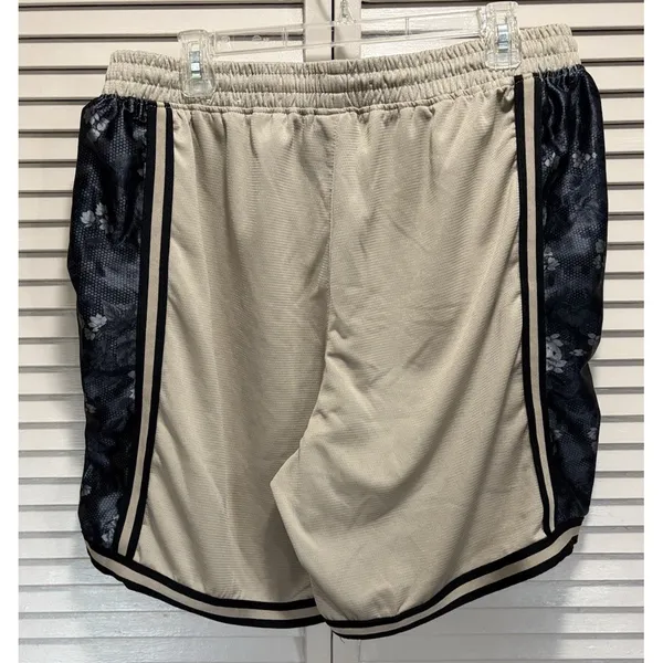 NBA Classic Basketball Shorts Elastic Waist Size XL Black/Tan Active‎ Logo - Image 4