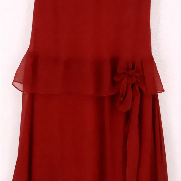 Jonathan Martin Vintage Y2K Silk Chiffon Dress Fairy Whimsigoth Size‎ 8 Deep Red Rhinestone Vamp - Image 12