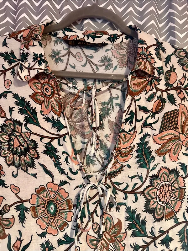 ZARA | Oversized Boho Floral Print Relaxed Tunic Dress, Size S - Image 4