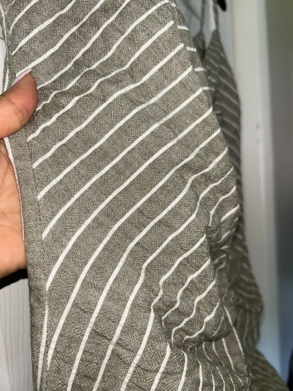 Zara Olive Green & White Striped Spaghetti Strap Midi Dress - Image 4