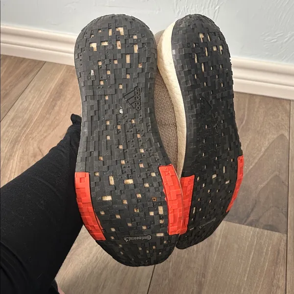 Adidas Boosted Beige and Coral Knit Sneakers - Image 6