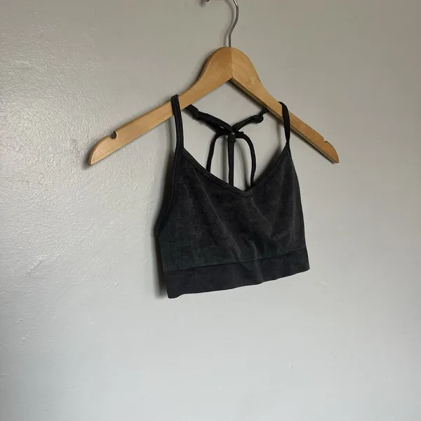Aerie Offline Charcoal Grey Bralette Crisscross Back Sports Bra Size M - Image 2