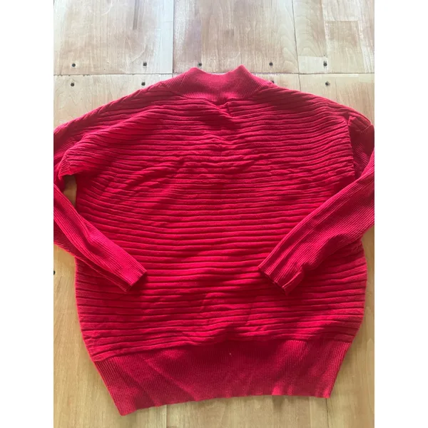 Time and Tru Womens‎ Red V-Neck Ribbed Knit Pullover Sweater Size S 4-6 - Image 5