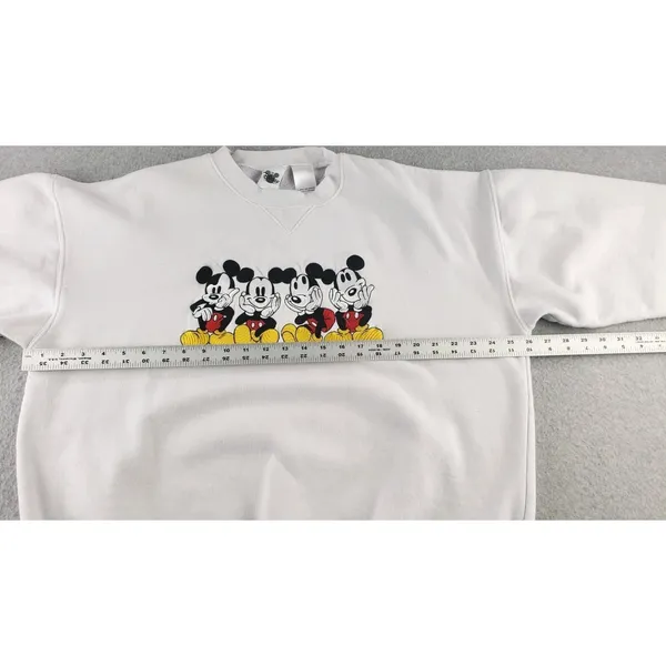 Vintage Mickey Mouse Embroidered Crewneck Sweatshirt Sz XL White Disney Catalog - Image 6