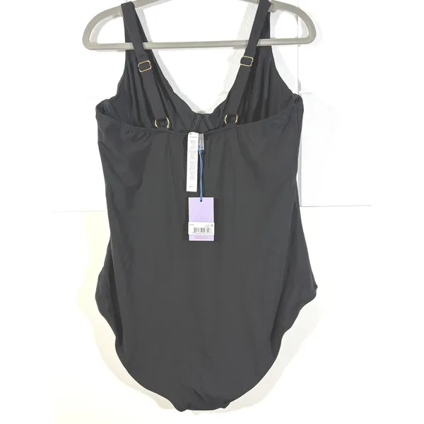 Hanky Panky Underwire One Piece Swimsuit Black Plunge Neck 7R8441 L - Image 5