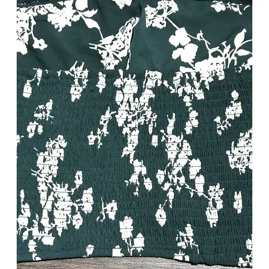 Abercrombie & Fitch Forest Green Floral Knot Front Tie Back Halter Crop Top XL‎ - Image 15