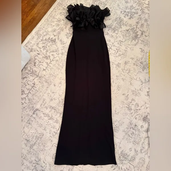 Lulus Evening Excellence Black Ruffled Strapless Mermaid Maxi Dress size XS NWT - Image 4