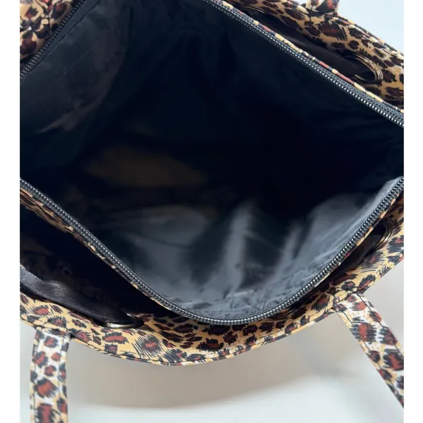 Women's Animal Print Handbag Three Sections Side Zipper Two Side Pockets - Image 7