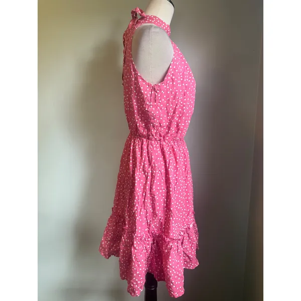 Y2K Pink Polka‎ Dot Halter Neck Ruffle Mini Dress Small NWT preppy dainty flowy - Image 2