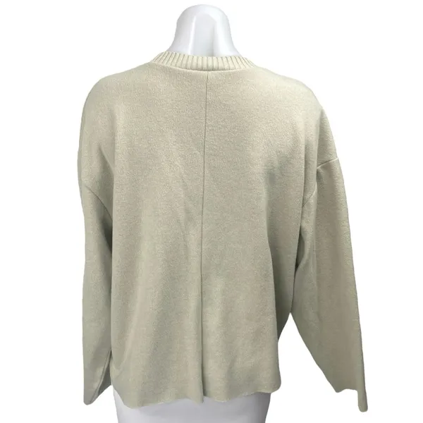 Zara Women's Cream Beige Knit Long Sleeve Crew Neck Sweatshirt Sweater Top Sz L - Image 2