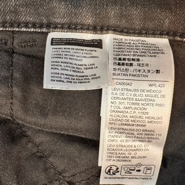 Levi's 314 Shaping Straight Jeans Black Dark Wash‎ Trouser Denim Size 33 Regular - Image 6