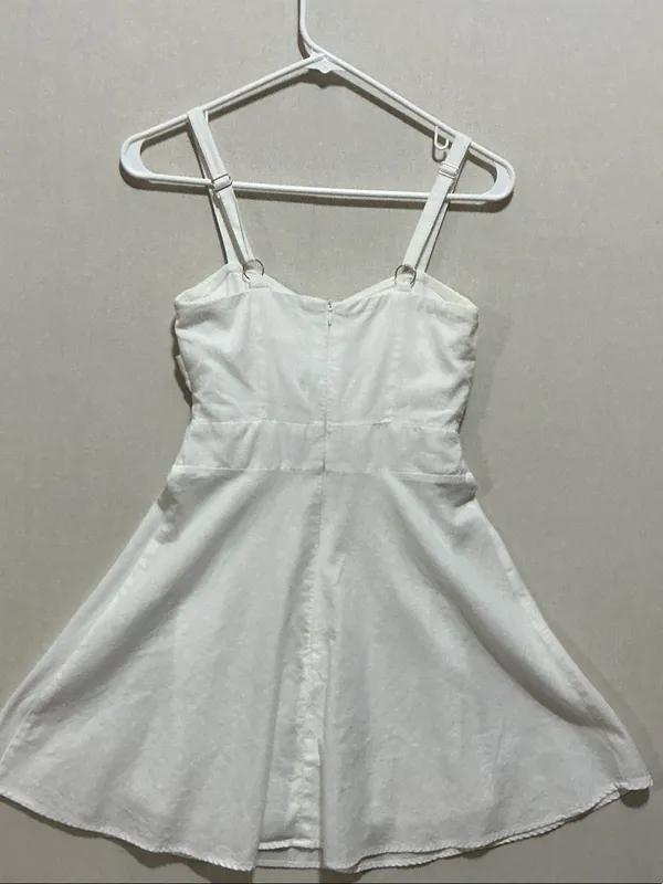 Love Riche White Bow-Front Mini Dress with Adjustable Straps - Image 4