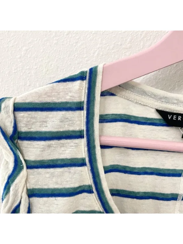 Veronica Beard Arion Linen Muscle Tank Blue Stripe S Coastal Preppy Nautical - Image 7